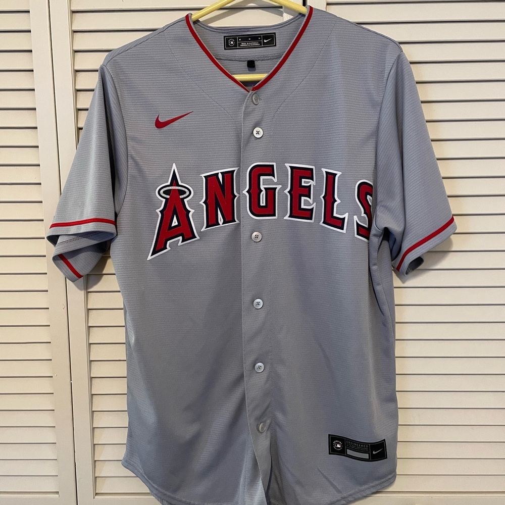 Nike Gray and Red Baseball Jersey